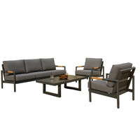 Outdoor Lounge Set Built for Premium Entertaining, Powder-Coated Aluminum, All-Weather Cushions, Coffee Table